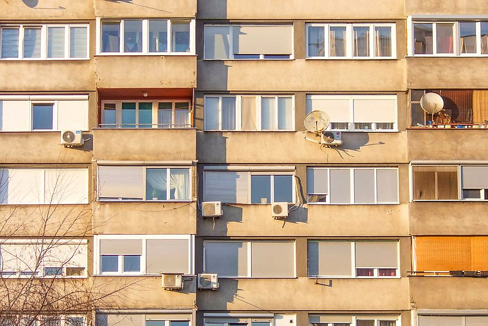 Free Facade of a residential apartment building in Tuzla, Bosnia and Herzegovina. Stock Photo